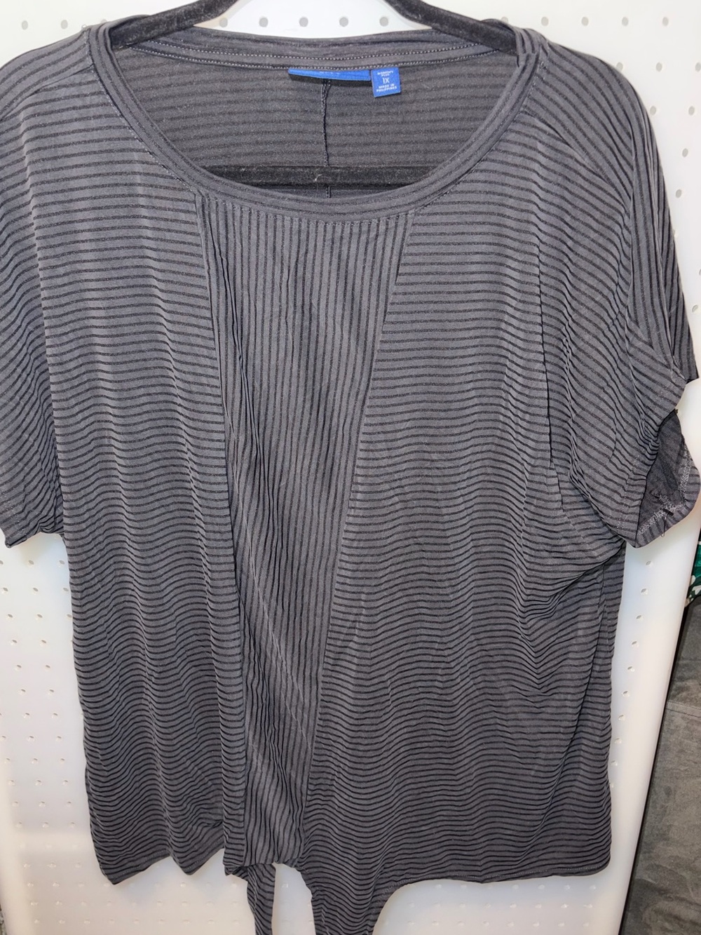 Apt. 9 Women's Charcoal Gray Striped Short-Sleeve Top